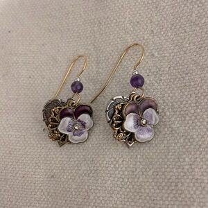 Violet Heart Dangly Earrings